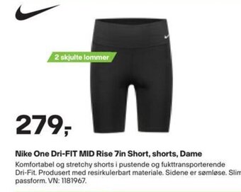 XXL Sport Nike One Dri-FIT MID Rise 7in Short, shorts, Dame tilbud