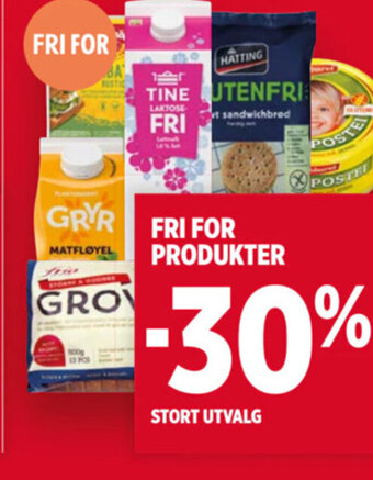 Meny FRI FOR PRODUKTER tilbud