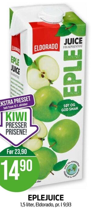 Kiwi EPLEJUICE 1,5 liter, Eldorado tilbud