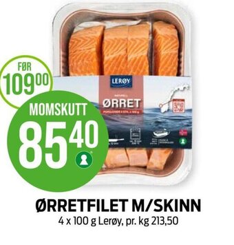 Kiwi ØRRETFILET M/SKINN 4 x 100 g Lerøy tilbud