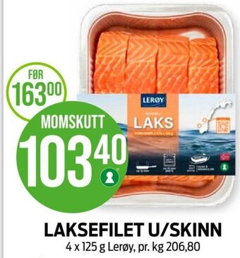 Kiwi LAKSEFILET U/SKINN 4 x 125 g Lerøy tilbud