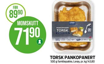 Kiwi TORSK PANKOPANERT 500 g familiepakke, Lerøy tilbud