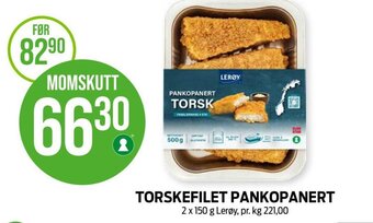 Kiwi TORSKEFILET PANKOPANERT 2 x 150 g Lerøy tilbud