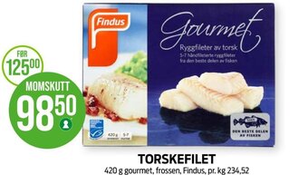 Kiwi TORSKEFILET 420 g gourmet, frossen, Findus tilbud