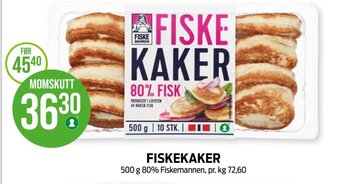 Kiwi FISKEKAKER 500 g 80% Fiskemannen tilbud