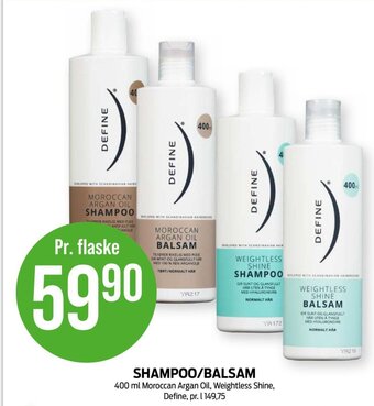 Kiwi SHAMPOO/BALSAM 400 ml Moroccan Argan Oil, Weightless Shine, Define tilbud