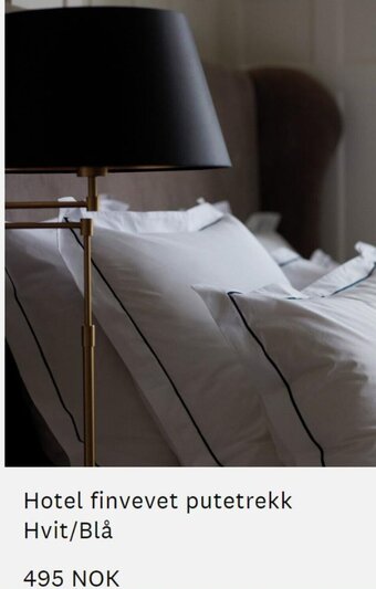 Hotel finvevet putetrekk Hvit/Blå