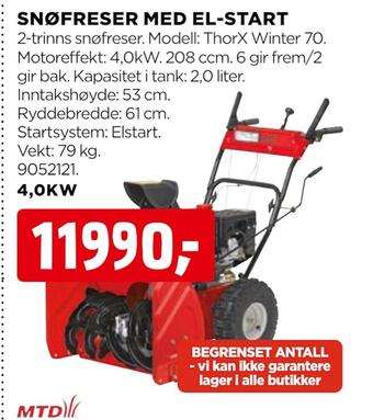 jem & fix Snøfreser med el-start tilbud