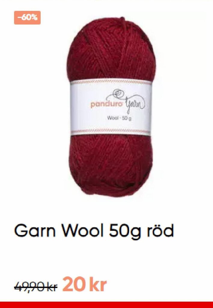 Panduro Garn Wool 50g röd tilbud