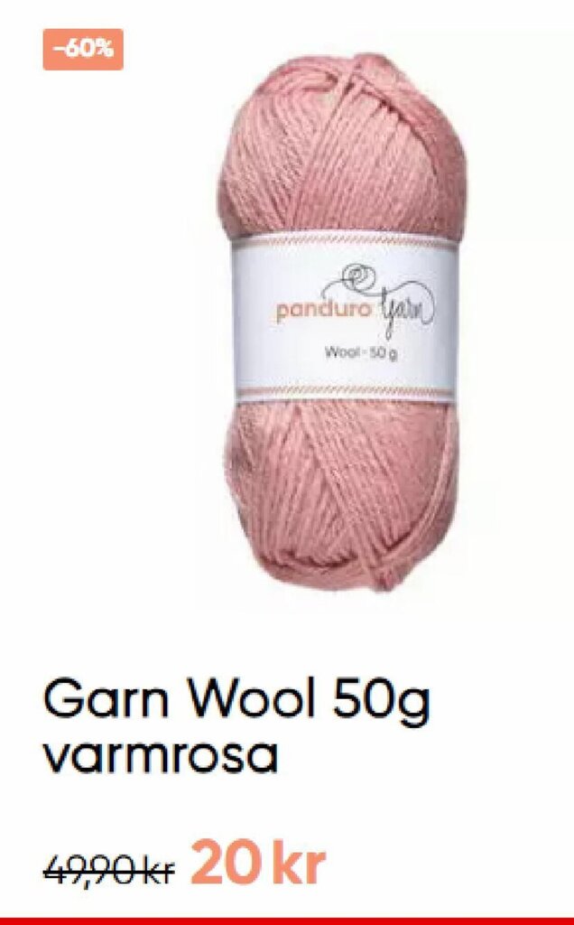 Panduro Garn Wool 50g varmrosa tilbud