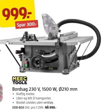 Jula MEEC TOOLS Bordsag 230 V, 1500 W, Ø210 mm tilbud