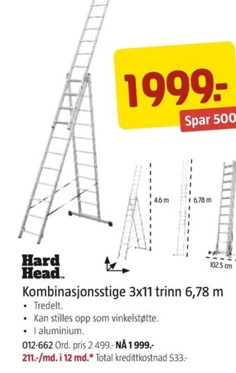 Jula Kombinasjonsstige 3x11 trinn 6,78 m tilbud