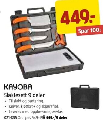 Jula KAYOBA Slaktesett 9 deler tilbud
