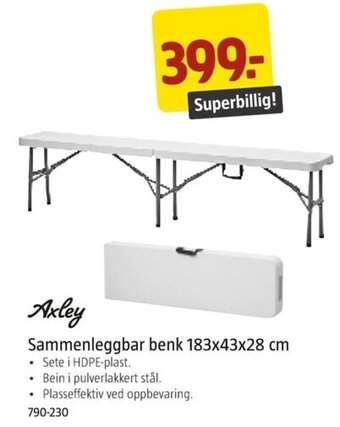 Jula Sammenleggbar benk 183x43x28 cm tilbud
