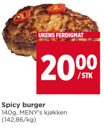 Meny Spicy burger tilbud