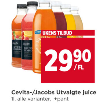 Meny Cevita-/Jacobs Utvalgte juice tilbud