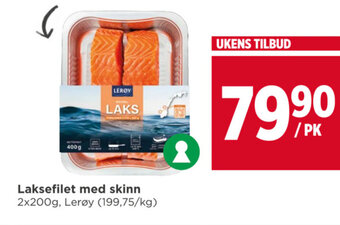 Meny Laksefilet med skinn 2x200g, Lerøy tilbud
