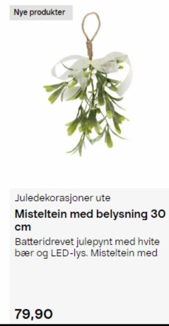 Clas Ohlson Misteltein med belysning 30 cm tilbud