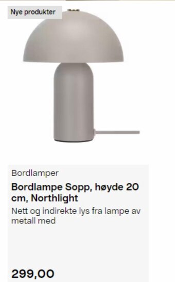Clas Ohlson Bordlamper Bordlampe Sopp, høyde 20 cm, Northlight tilbud