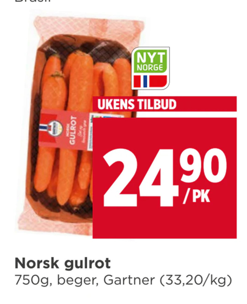 Meny Norsk gulrot tilbud