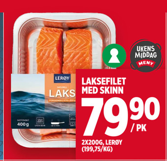 Meny Laksefilet med skinn tilbud