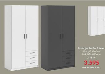 Fagmøbler Sprint garderobe 2 dører tilbud