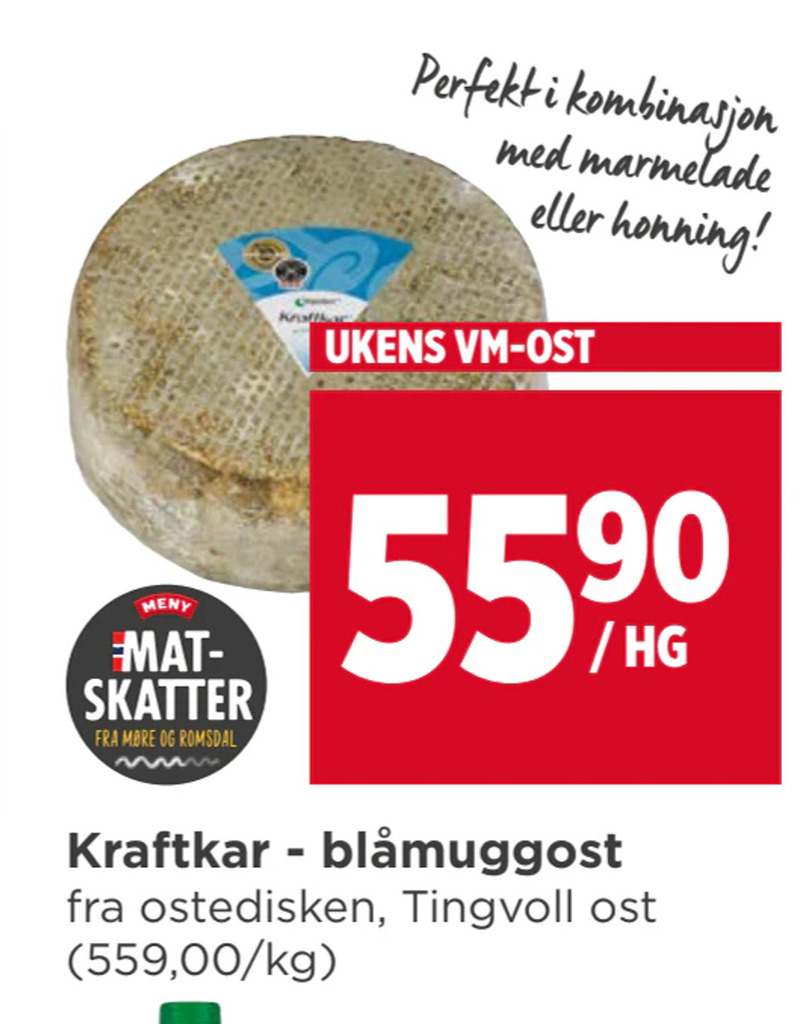 Meny Kraftkar - blåmuggost tilbud