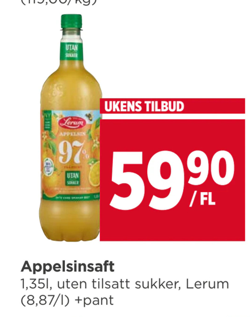 Meny Appelsinsaft tilbud