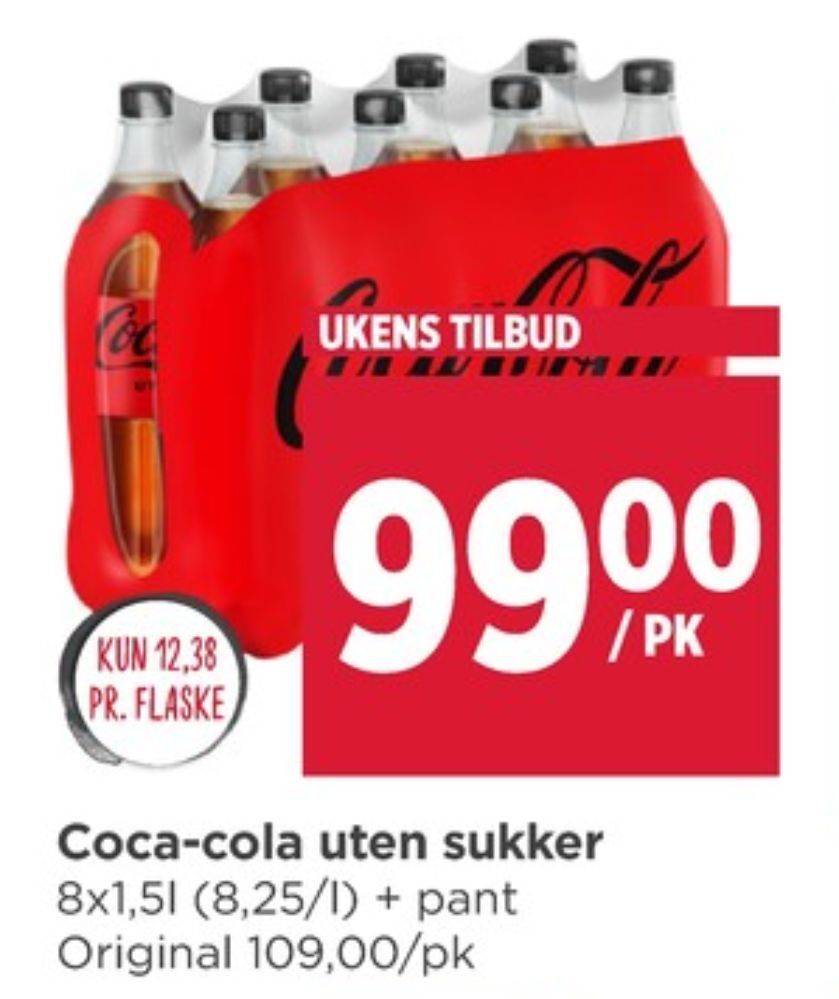 Meny Coca-cola zero brus tilbud