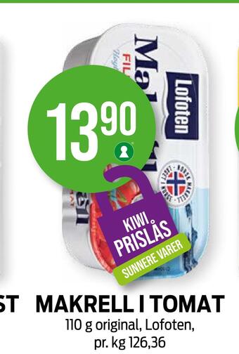 Kiwi Makrell i tomat tilbud