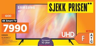 POWER SAMSUNG 65" 4K SMART TV UE65AU6905KXX tilbud
