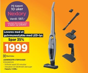 POWER Electrolux LEDNINGSFRI STØVSUGER ES52AB21UG tilbud