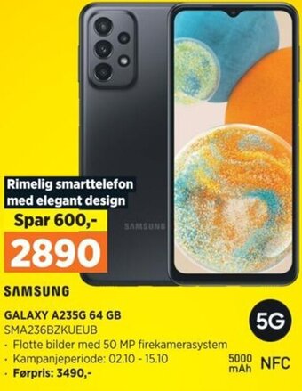 POWER SAMSUNG GALAXY A235G 64 GB SMA236BZKUEUB tilbud