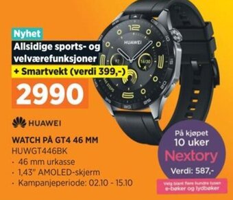 POWER HUAWEI WATCH PÅ GT4 46 MM HUWGT446BK tilbud