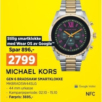 POWER GEN 6 BRADSHAW SMARTKLOKKE MKBRADSW44SLG tilbud