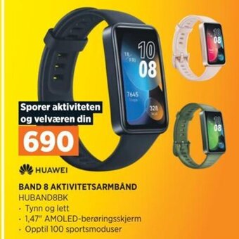 POWER HUAWEI BAND 8 AKTIVITETSARMBÅND HUBAND8BK tilbud