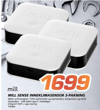 Coop Byggmix Mill sense inneklimasensor 3-pakning tilbud