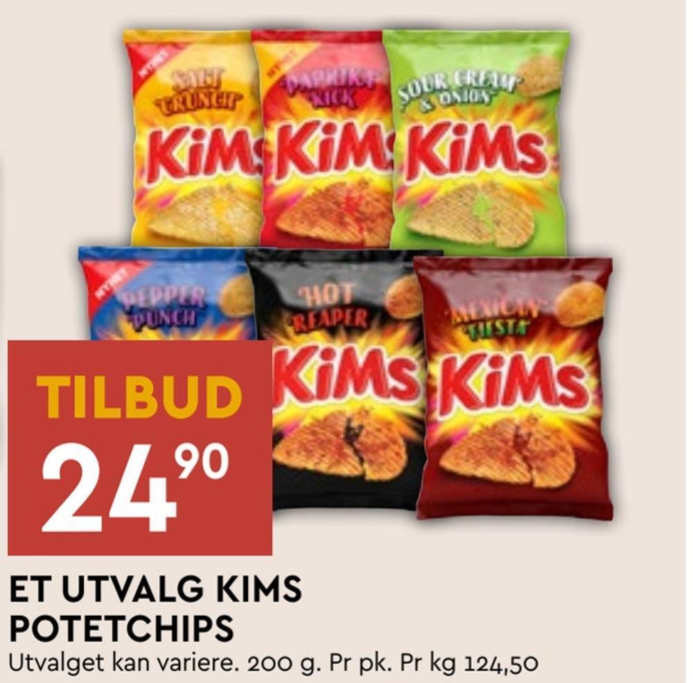 Coop Mega Et utvalg kims potetchips tilbud