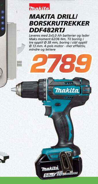 Coop Byggmix Makita drill/ borskrutrekker ddf482rtj tilbud