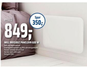 Coop Obs Mill invisible panelovn 600 w tilbud
