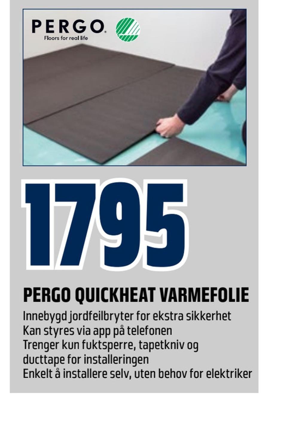 Pergo quickheat varmefolie tilbud hos Obs Bygg