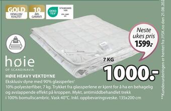 JYSK Høie heavy vektdyne tilbud