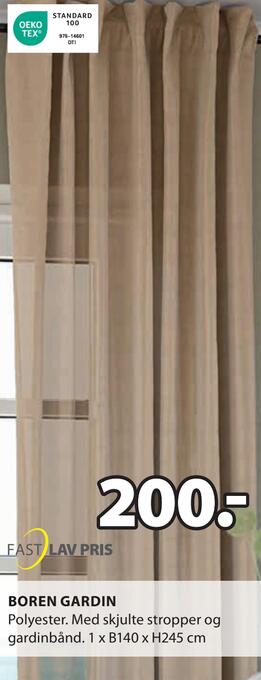 JYSK Boren gardin tilbud