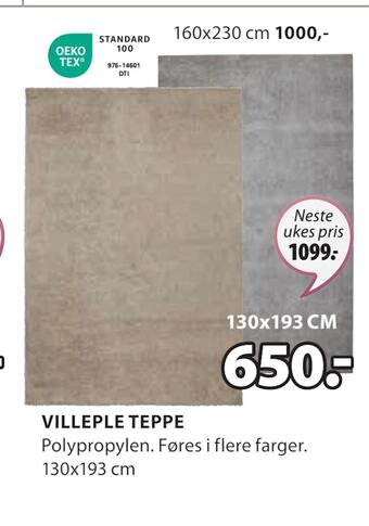 JYSK Villeple teppe tilbud