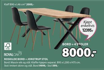 JYSK Roskilde bord + jonstrup stol tilbud