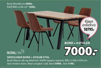 JYSK Skovlunde bord + hygum stol tilbud