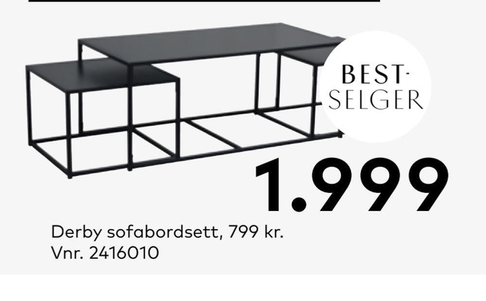 Skeidar Derby sofabordsett tilbud