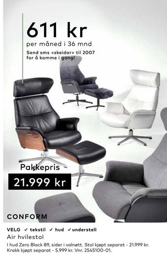 Skeidar Air hvilestol tilbud