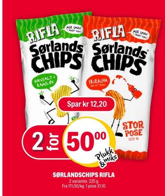 Coop Extra Sørlandschips rifla tilbud