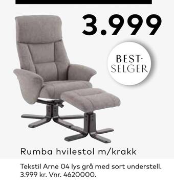 Skeidar Rumba hvilestol m/krakk tilbud